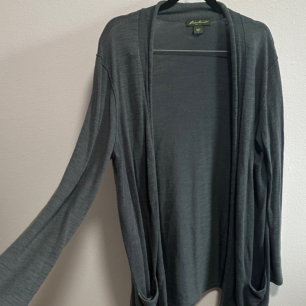 Eddie Bauer Charcoal Open Cardigan